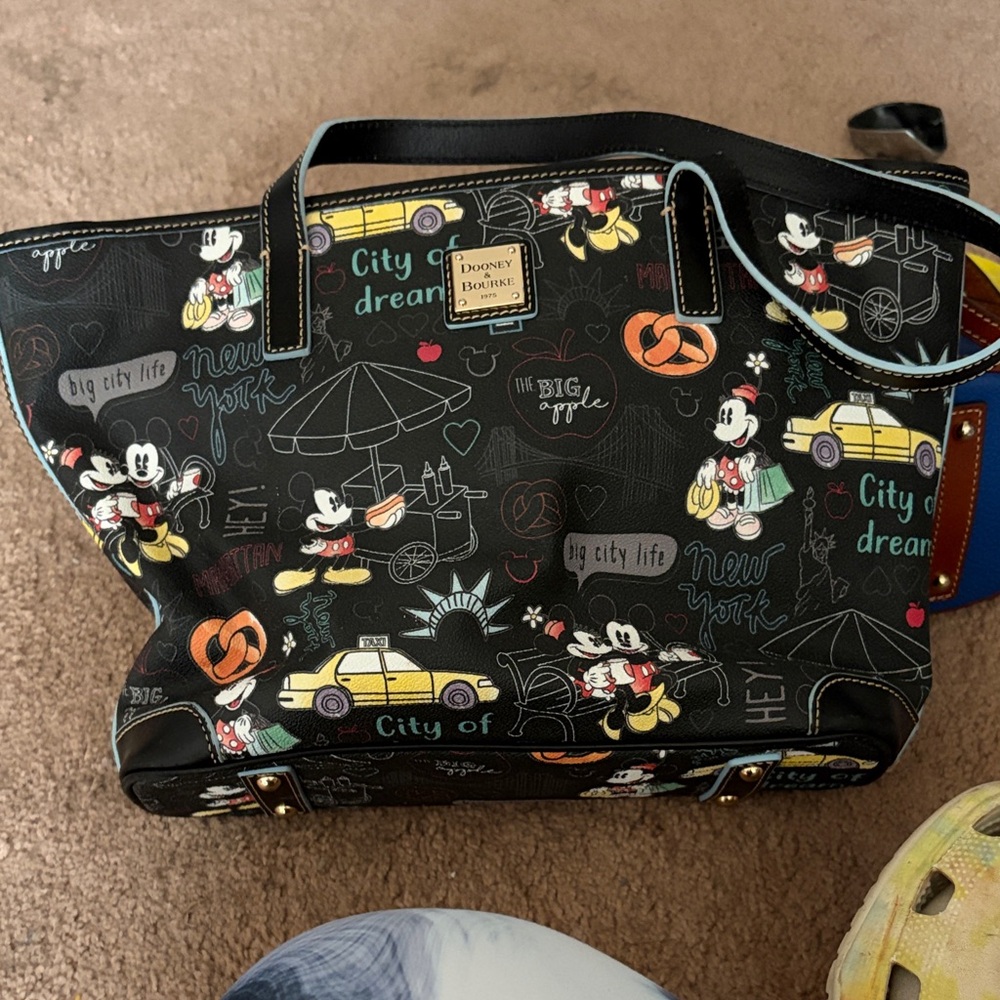 Dooney & Bourke Black Disney Tote with Colorful Accents - Picture 1 of 4